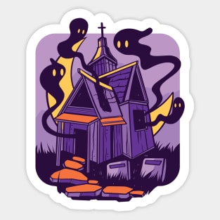 Cool Haunted House Cartoon Sticker